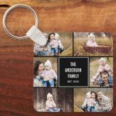 Square Collage Editable Color Foto Schlüsselanhäng Schlüsselanhänger (Vorderseite)