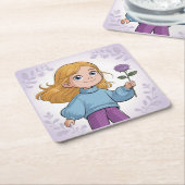 Square Comic Girl Lavender Untersetzer Set (angewinkelt)