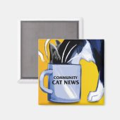 Square Community Cat News Magnet (Vorderseite/Rückseite)