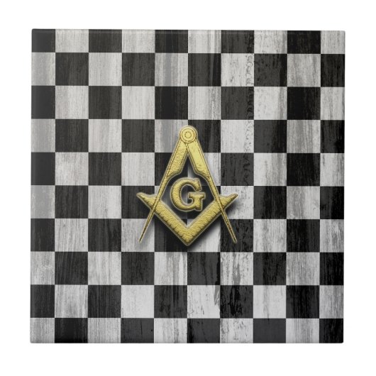 Square Compass und Schachbretts Fliese (Vorderseite)
