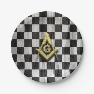 Square Compass und Schachbretts Pappteller