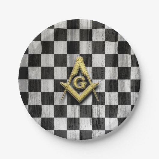 Square Compass und Schachbretts Pappteller (Vorderseite)