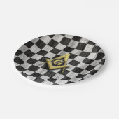 Square Compass und Schachbretts Pappteller (Schrägansicht)