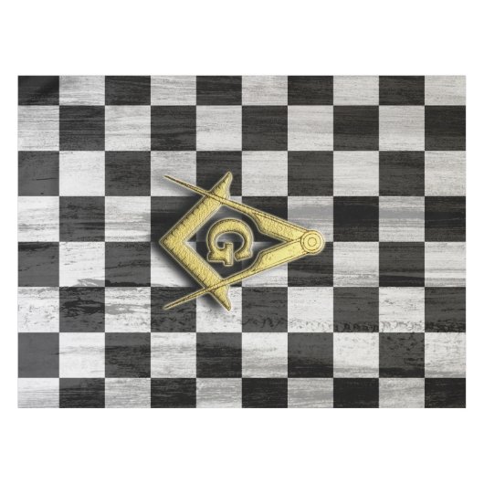 Square Compass und Schachbretts Tischdecke (Vorderseite (Horizontal))