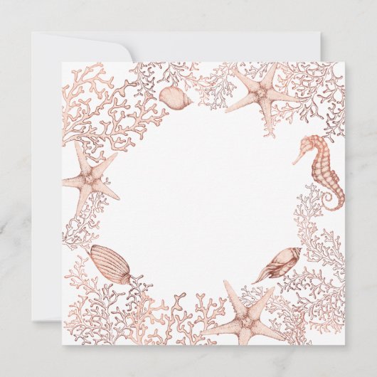 Square Copper Corraleath Script Starfish Beach Einladung (Rückseite)