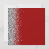 Square Crimson Red Silver Glitzer Save the Date Ankündigung (Rückseite)