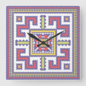 Square cross-stitch pattern quadratische wanduhr (Vorderseite)