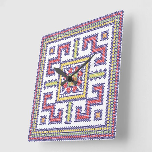 Square cross-stitch pattern quadratische wanduhr (Winkel)