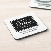 Square Custom Black Business Logo Company Getränkeuntersetzer (Linke Seite)