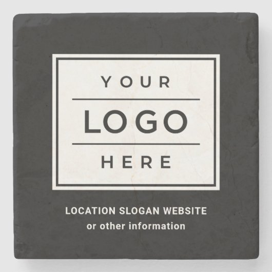 Square Custom Black Business Logo Company Steinuntersetzer (Vorderseite)