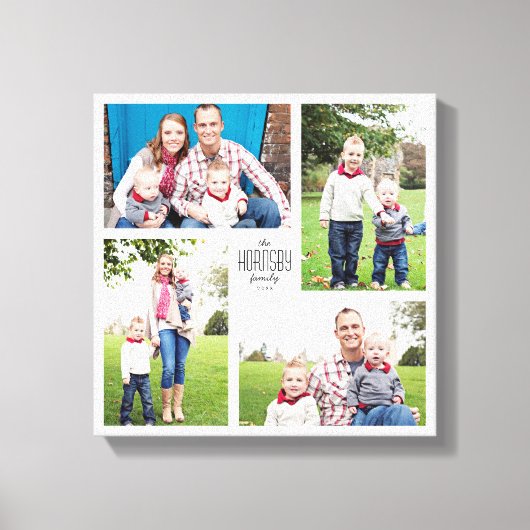 Square Custom Family 4-Foto-Leinwand Leinwanddruck (Vorderseite)