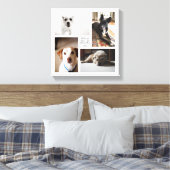 Square Custom Family Pet 4-Foto-Leinwand Leinwanddruck (Insitu (Schlafzimmer))