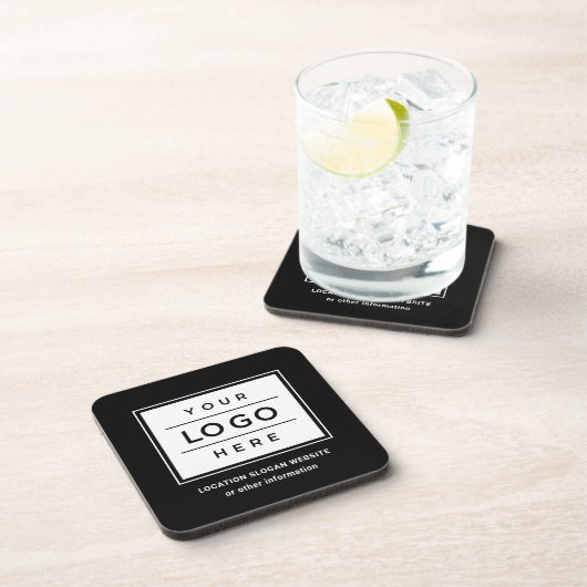 Square Custom White Business Logo Company Getränkeuntersetzer (Rechte Seite)