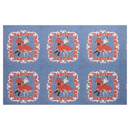 Square Dance Couple auf Imitate Denim 9" Stoff (Fat Quarter (45,7 x 55,9 cm))