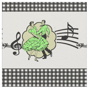Square Dance Couple Green Karo Dress Black Karo Stoff