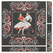 Square Dance Couple Red und Black Bandana 2 Stoff (Nahaufnahme)