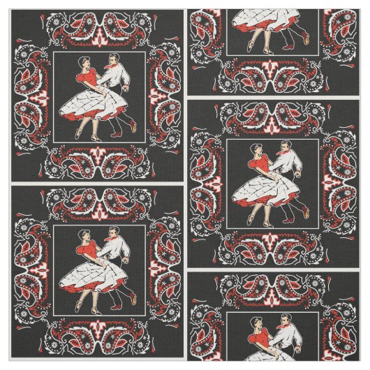 Square Dance Couple Red und Black Bandana 2 Stoff (Muster)