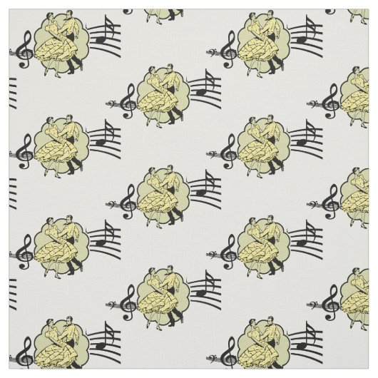 Square Dance Couple Yellow Karo Dance Music Stoff (Muster)