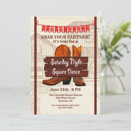 Square Dance Einladung (Stehend Vorderseite)