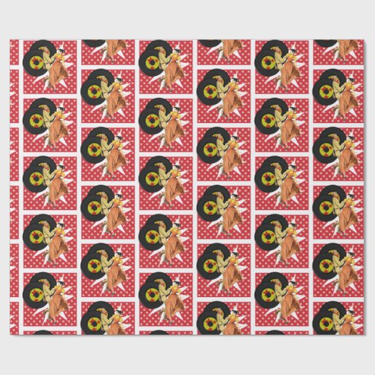 Square Dance oder 50"s Dancers Gift Wrapping Geschenkpapier (Flach)