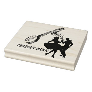 Square Dancers Country Music Banjo Art Gummistempel