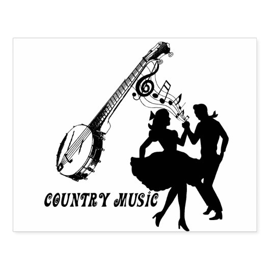 Square Dancers Country Music Banjo Art Gummistempel (Prägung)