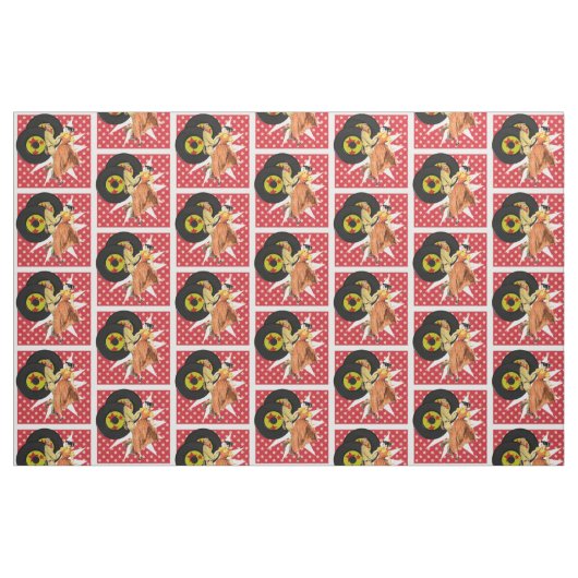 Square Dancers oder Swing Tänzer mit Platten weiß Stoff (Fat Quarter (45,7 x 55,9 cm))