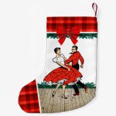 Square Dancers with Red Kariert Kleiner Weihnachtsstrumpf (Rückseite)