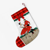 Square Dancers with Red Kariert Kleiner Weihnachtsstrumpf (Rückseite (Hängend))