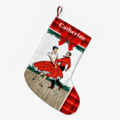 Square Dancers with Red Kariert Kleiner Weihnachtsstrumpf (Vorderansicht (hängend))