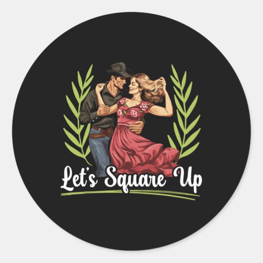 Square Dancing American Folk Dance Square Dancer Runder Aufkleber (Vorderseite)