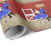 Square Dancing Barn Dance Scene Hoe-Down Geschenkpapier (Rolleneckpunkt)