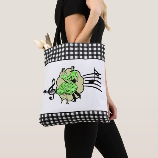 Square Dancing Couple in Green Karo Outfits Tasche (Von Nahem)