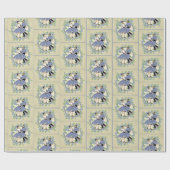 Square Dancing Couple mit Blumenrahmen Blue Tan Geschenkpapier (Flach)