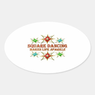 SQUARE DANCING FANCY STARS OVALER AUFKLEBER
