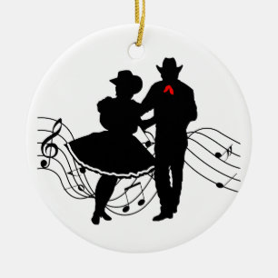 Square Dancing Keramik Ornament