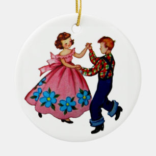 Square Dancing Keramik Ornament