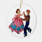 Square Dancing Keramik Ornament (Links)