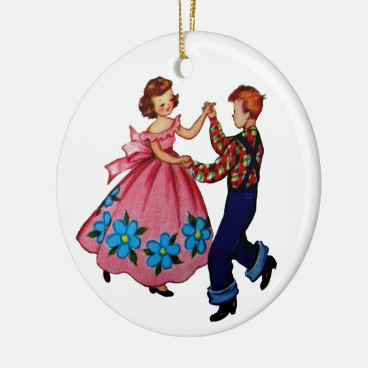Square Dancing Keramik Ornament (Links)