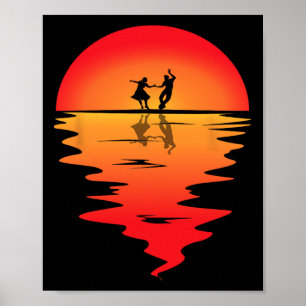 Square Dancing Sunset Square Dancer Vintag Square Poster