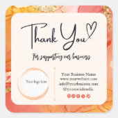 Square Dankeschön Business-Sticker - Marmordesign Quadratischer Aufkleber (Vorderseite)