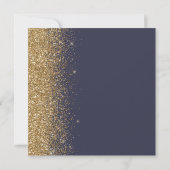 Square Dark Blue Gold Glitzer Save the Date Ankündigung (Rückseite)