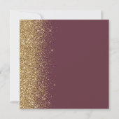 Square Dark Burgundy Gold Glitzer Save the Date Ankündigung (Rückseite)