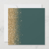 Square Dark Green Gold Glitzer Save the Date Ankündigung (Rückseite)