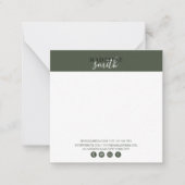 Square Dark Green Script Flat Note Card Mitteilungskarte (Vorderseite)