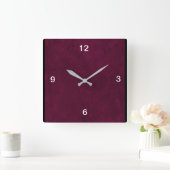 Square Deep Red Designer Clock Quadratische Wanduhr (Zuhause)