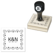 Square Deko Heart Initial Logo Hochzeits-Briefmark Gummistempel (Stempel)