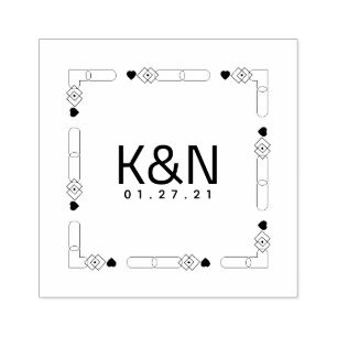 Square Deko Heart Mini Hochzeits-Briefmarke für da Gummistempel