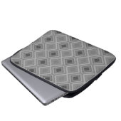 Square Diamond Monotone Black Gray Laptopschutzhülle (Vorne Knopf)