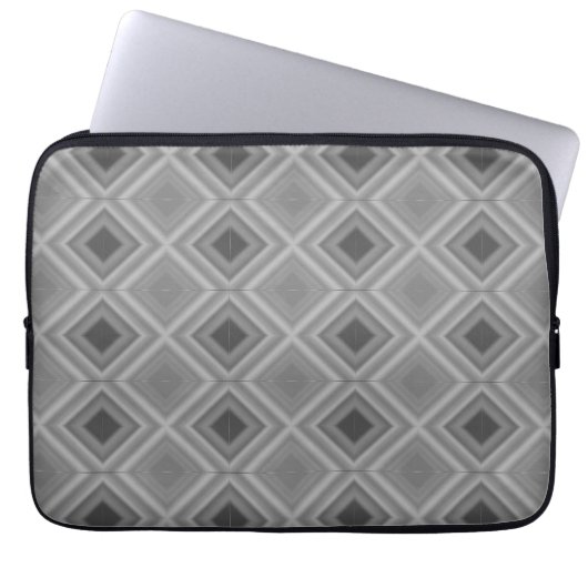 Square Diamond Monotone Black Gray Laptopschutzhülle (Vorderseite)